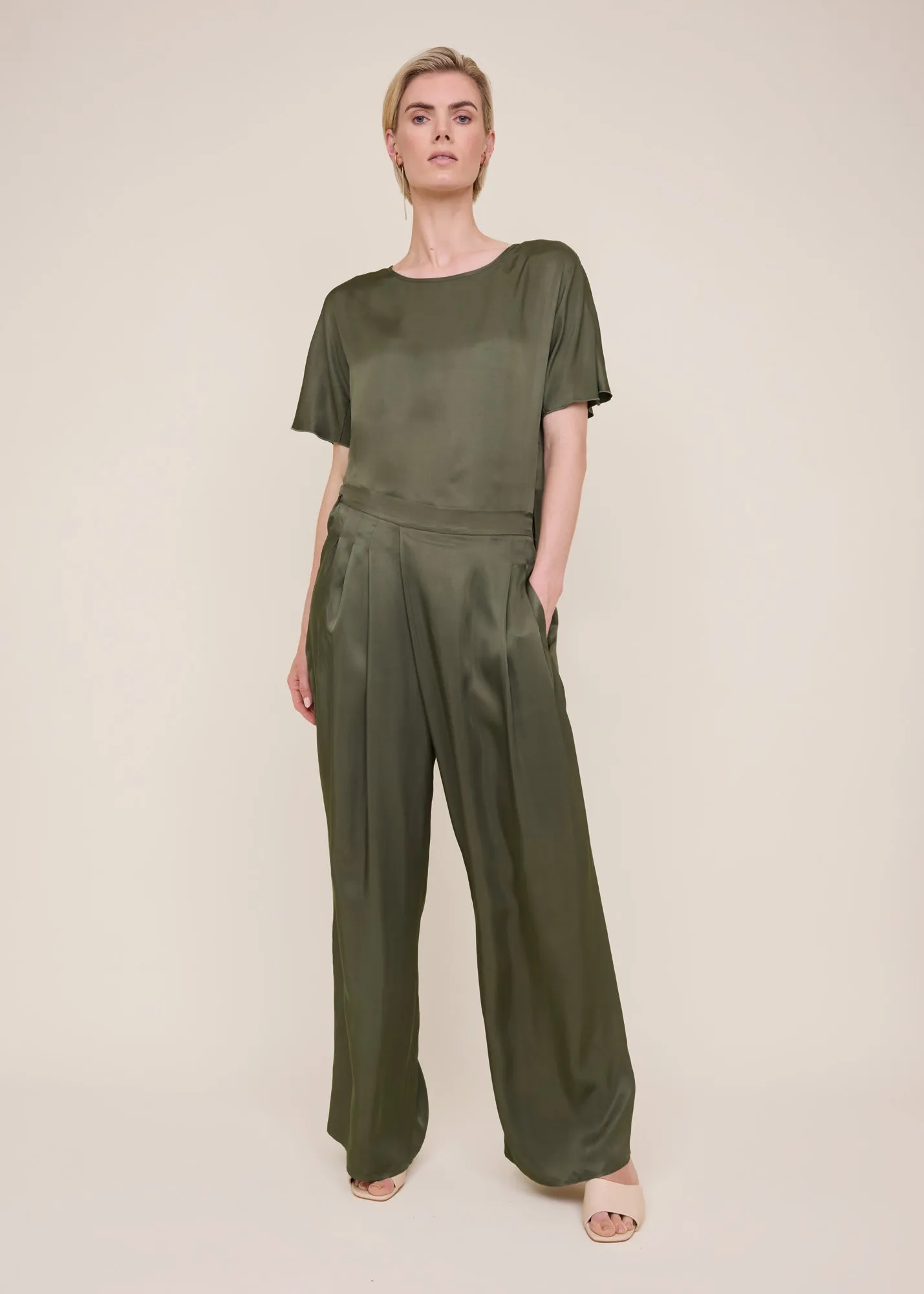 Satin wrap trousers