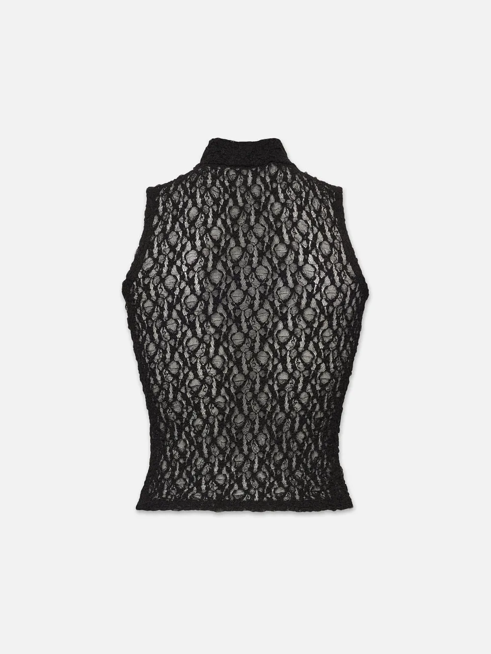 Sleeveless Mesh Mockneck Top -- Black