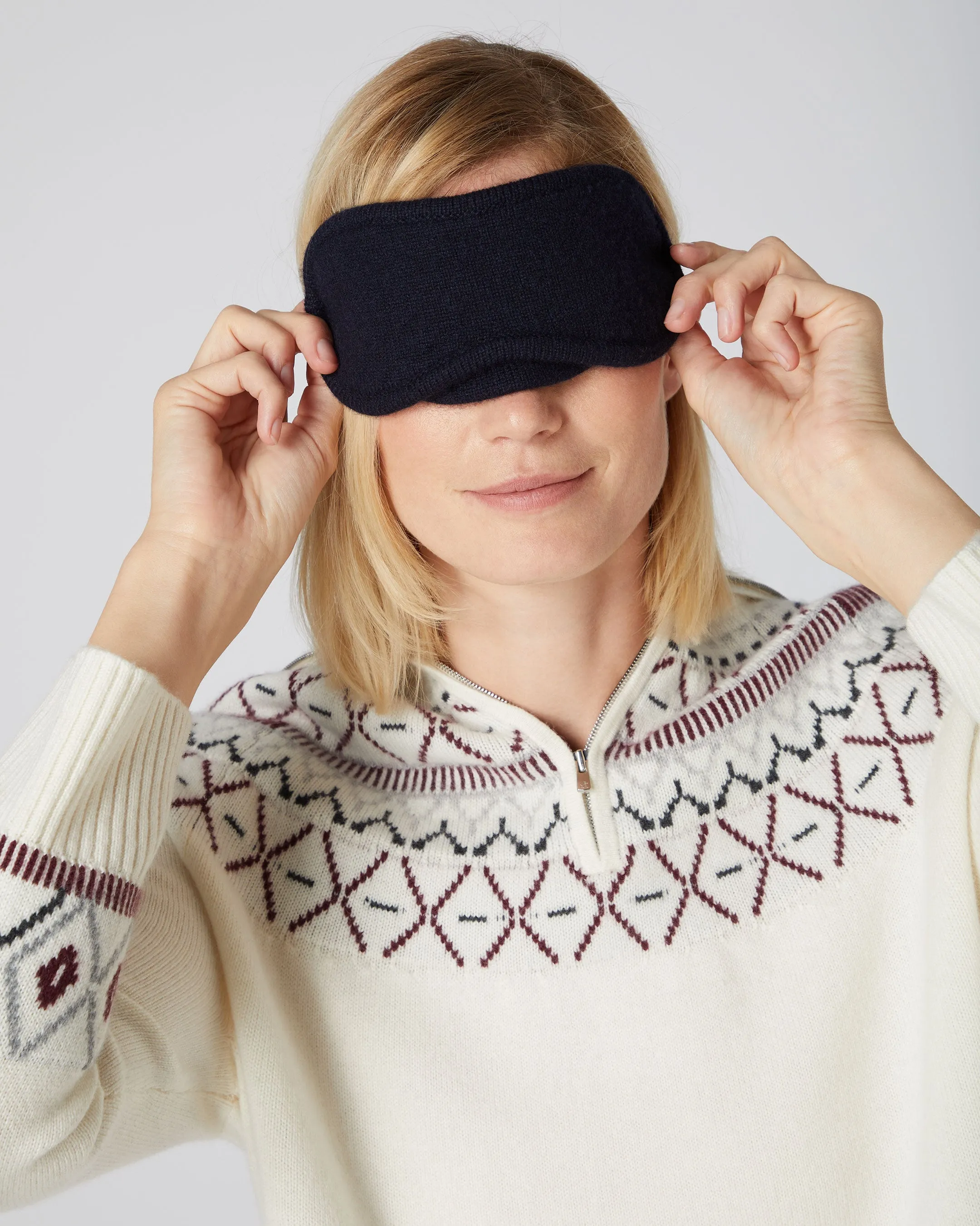 Unisex Knitted Cashmere Eye Mask Navy Blue