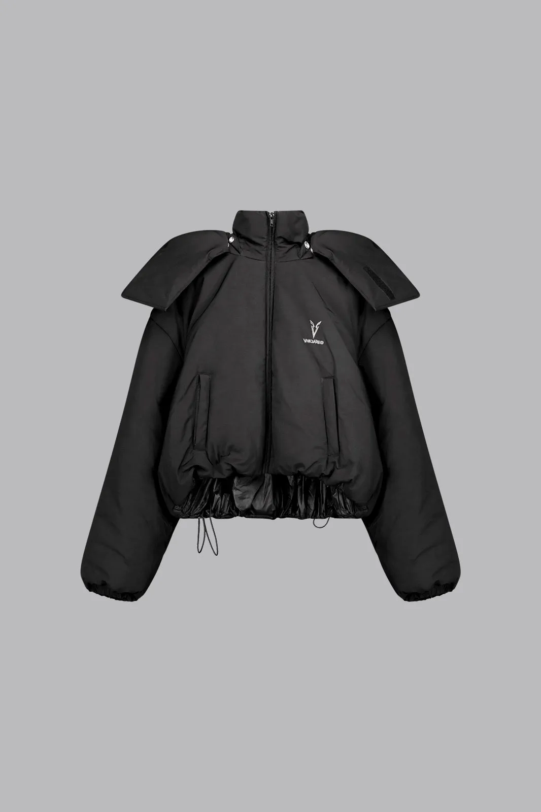 V_QUILT BOXY PUFFER JACKET - Black