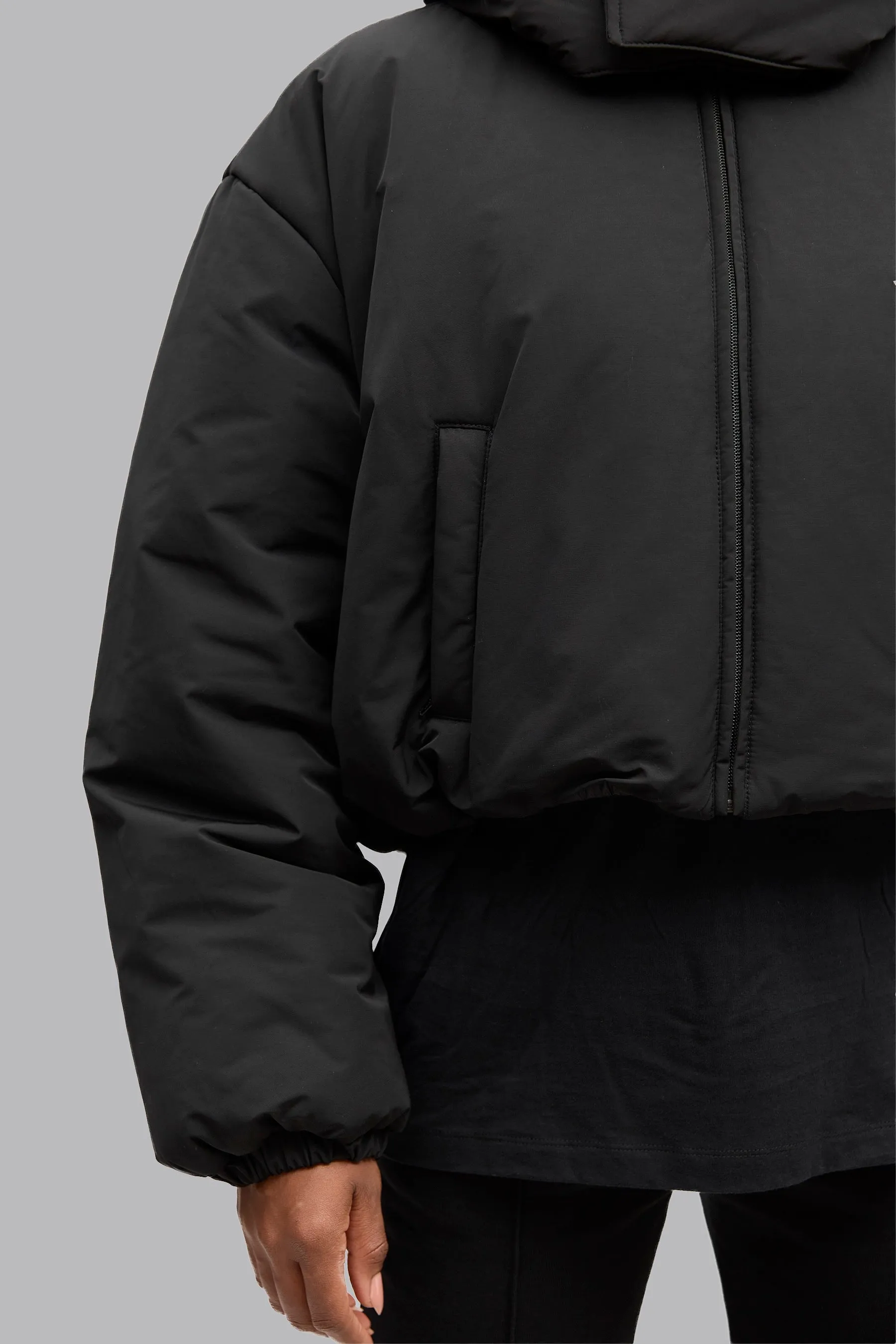 V_QUILT BOXY PUFFER JACKET - Black