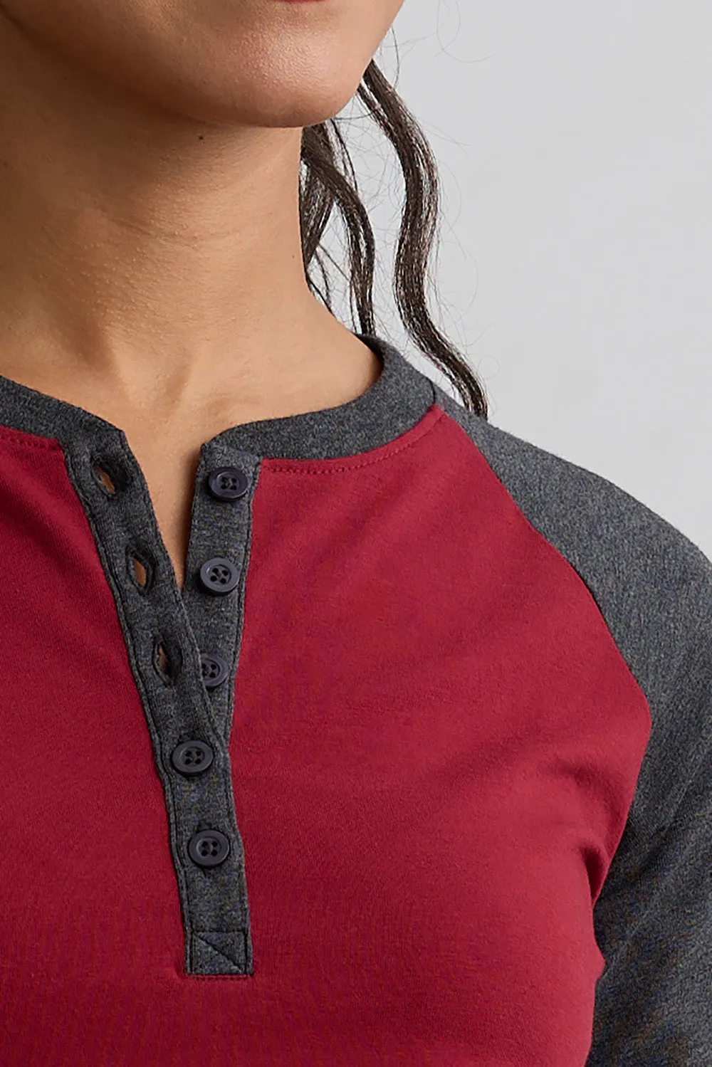 Women's Organic Raglan Sleeve Henley