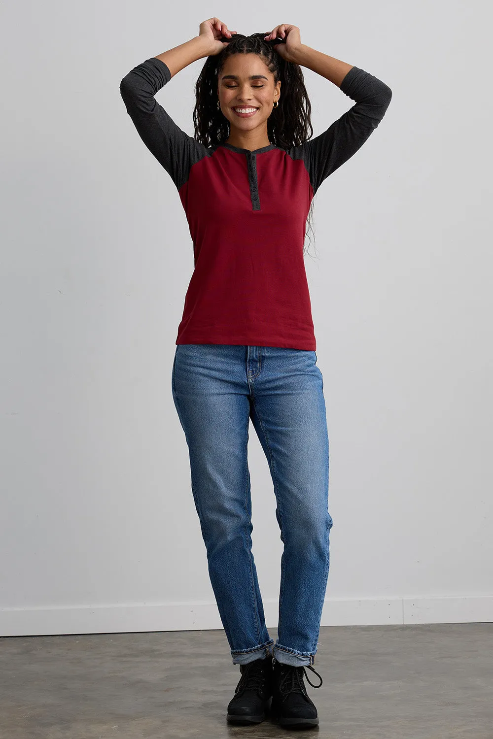 Women's Organic Raglan Sleeve Henley